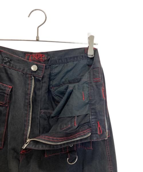 TRIPP（トリップ）TRIPP (トリップ) ステッチデザインカーゴパンツ ブラック×レッド サイズ:Mの古着・服飾アイテム
