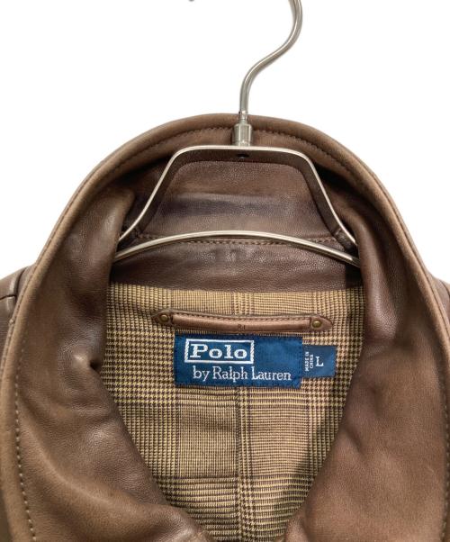 POLO RALPH LAUREN（ポロ・ラルフローレン）POLO RALPH LAUREN (ポロ・ラルフローレン) ポニー刺繍 ラムレザージャケット ブラウン サイズ:Lの古着・服飾アイテム