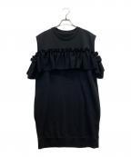 MM6 Maison Margielaエムエムシックスメゾンマルジェラ）の古着「Ruffled drop detail cold shoulder dress」｜ブラック