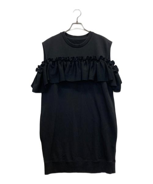 MM6 Maison Margiela（エムエムシックスメゾンマルジェラ）MM6 Maison Margiela (エムエムシックスメゾンマルジェラ) Ruffled drop detail cold shoulder dress ブラック サイズ:XSの古着・服飾アイテム