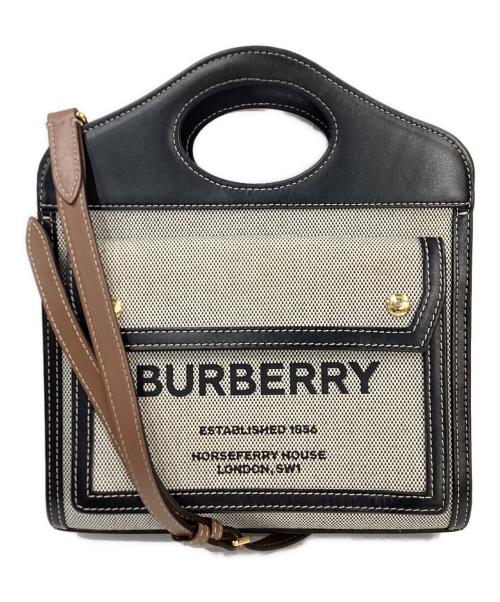 BURBERRY（バーバリー）BURBERRY (バーバリー) 2WAYミニポケットバッグ グレー×ブラック×ブラウンの古着・服飾アイテム