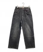 BADWAY×STUDIOUSバッドウェイ×ステュディオス）の古着「別注 ウエスタンダブルニーデニムパンツ」｜ブラック