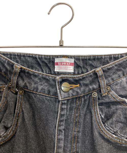 BADWAY（バッドウェイ）BADWAY (バッドウェイ) STUDIOUS (ステュディオス) 別注 ウエスタンダブルニーデニムパンツ ブラック サイズ:Mの古着・服飾アイテム