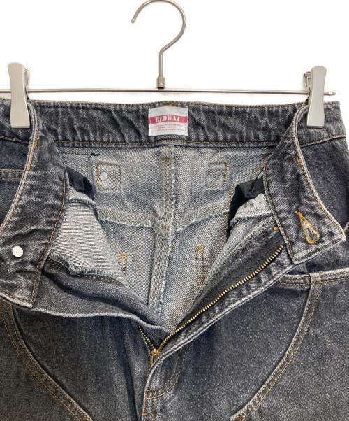 BADWAY（バッドウェイ）BADWAY (バッドウェイ) STUDIOUS (ステュディオス) 別注 ウエスタンダブルニーデニムパンツ ブラック サイズ:Mの古着・服飾アイテム