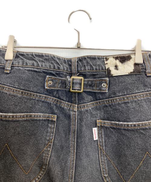 BADWAY（バッドウェイ）BADWAY (バッドウェイ) STUDIOUS (ステュディオス) 別注 ウエスタンダブルニーデニムパンツ ブラック サイズ:Mの古着・服飾アイテム