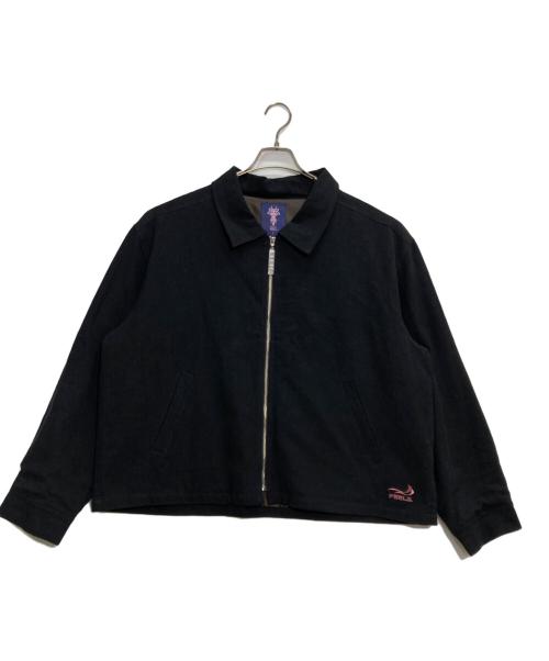 FEELS（フィールズ）FEELS (フィールズ) リネンジップアップブルゾン ブラック サイズ:Lの古着・服飾アイテム