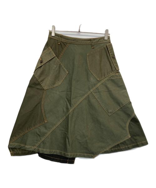 tricot COMME des GARCONS（トリココムデギャルソン）tricot COMME des GARCONS (トリココムデギャルソン) ミリタリーパッチワークスカート カーキ サイズ:Sの古着・服飾アイテム