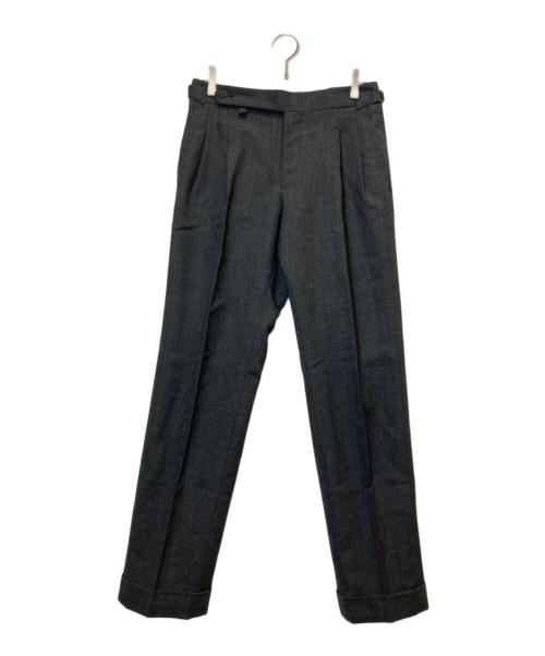 BEAMS F（ビームスエフ）BEAMS F (ビームスエフ) 【別注】IGARASHI TROUSERS / フレスコ 2プリーツ サイドアジャスター スラックス ブラック サイズ:46の古着・服飾アイテム