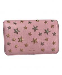 JIMMY CHOO（ジミーチュウ）の古着「スタッズウォレット 折りたたみ財布」｜ピンク