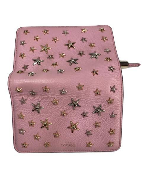JIMMY CHOO（ジミーチュウ）JIMMY CHOO (ジミーチュウ) スタッズウォレット 折りたたみ財布 ピンクの古着・服飾アイテム