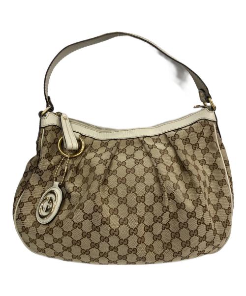 GUCCI（グッチ）GUCCI (グッチ) GGキャンバス ワンショルダーバッグ ベージュ×ホワイトの古着・服飾アイテム