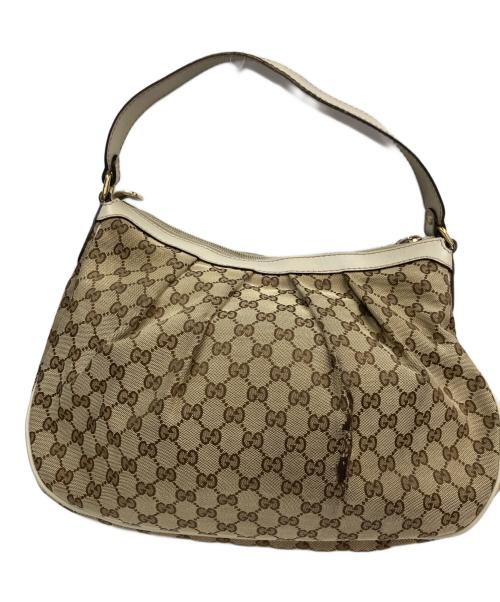 GUCCI（グッチ）GUCCI (グッチ) GGキャンバス ワンショルダーバッグ ベージュ×ホワイトの古着・服飾アイテム