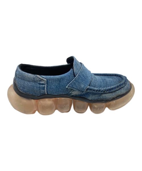 grounds（グラウンズ）grounds (グラウンズ) YUEQI QI (ユェチ チ) recycled denim loafer インディゴ×ベージュ サイズ:24cmの古着・服飾アイテム