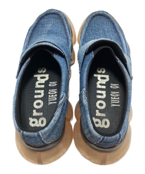 grounds（グラウンズ）grounds (グラウンズ) YUEQI QI (ユェチ チ) recycled denim loafer インディゴ×ベージュ サイズ:24cmの古着・服飾アイテム