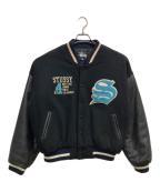 stussyステューシー）の古着「BIG-4ワッペンスタジャン」｜ブラック