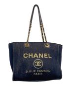 CHANELシャネル）の古着「ミックスファイバー ドーヴィルMM チェーンショルダーバッグ」｜ネイビー
