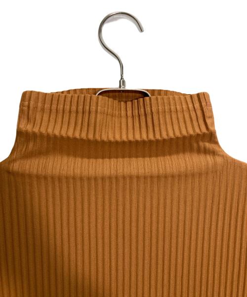 HOMME PLISSE ISSEY MIYAKE（オム プリッセ イッセイ ミヤケ）HOMME PLISSE ISSEY MIYAKE (オム プリッセ イッセイ ミヤケ) モックネックプリーツカットソー ブラウン サイズ:3の古着・服飾アイテム