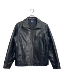 GAP（ギャップ）の古着「スタンドカラーカウレザージャケット」｜ブラック