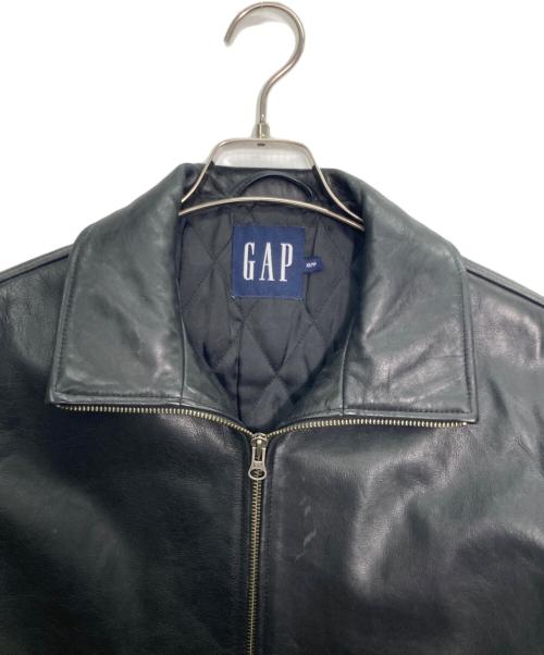 GAP（ギャップ）GAP (ギャップ) スタンドカラーカウレザージャケット ブラック サイズ:XSの古着・服飾アイテム