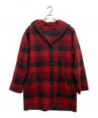 WOOLRICHウールリッチ）の古着「フーデッドウールコート」｜ブラック×レッド