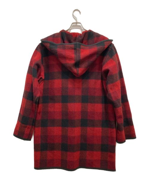 WOOLRICH（ウールリッチ）WOOLRICH (ウールリッチ) フーデッドウールコート ブラック×レッド サイズ:Mの古着・服飾アイテム