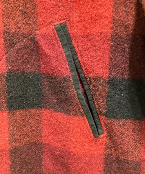 WOOLRICH（ウールリッチ）WOOLRICH (ウールリッチ) フーデッドウールコート ブラック×レッド サイズ:Mの古着・服飾アイテム