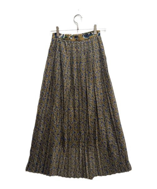 CLANE（クラネ）CLANE (クラネ) フラワーコンビプリーツスカート カーキ サイズ:36の古着・服飾アイテム