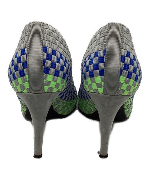 ALEXANDER WANG（アレキサンダー・ワン）ALEXANDER WANG (アレキサンダーワン) Woven Fabric Carla Pumps グレー×ブルー サイズ:SIZE 38の古着・服飾アイテム