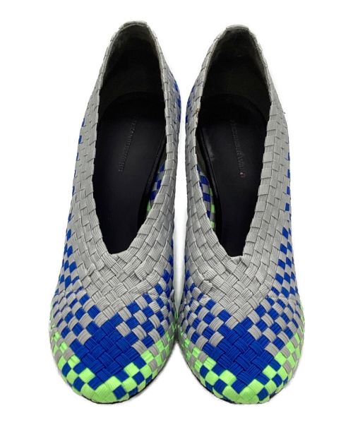 ALEXANDER WANG（アレキサンダー・ワン）ALEXANDER WANG (アレキサンダーワン) Woven Fabric Carla Pumps グレー×ブルー サイズ:SIZE 38の古着・服飾アイテム