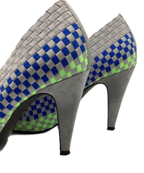 ALEXANDER WANG（アレキサンダー・ワン）ALEXANDER WANG (アレキサンダーワン) Woven Fabric Carla Pumps グレー×ブルー サイズ:SIZE 38の古着・服飾アイテム