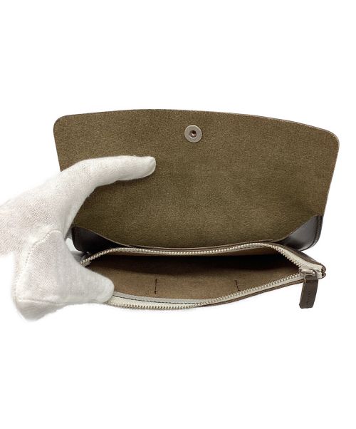 MHL（エムエイチエル）MHL (エムエイチエル) ロングレザーウォレット TOUGH LEATHER ダークブラウンの古着・服飾アイテム