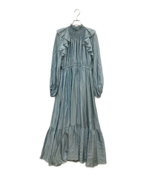 CASA FLINE（カーサフライン）CASA FLINE (カーサフライン) シャーリングハイネックドレス ブルー サイズ:F 未使用品の古着・服飾アイテム