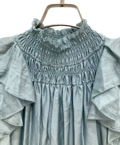 CASA FLINE（カーサフライン）CASA FLINE (カーサフライン) シャーリングハイネックドレス ブルー サイズ:F 未使用品の古着・服飾アイテム