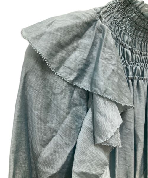 CASA FLINE（カーサフライン）CASA FLINE (カーサフライン) シャーリングハイネックドレス ブルー サイズ:F 未使用品の古着・服飾アイテム