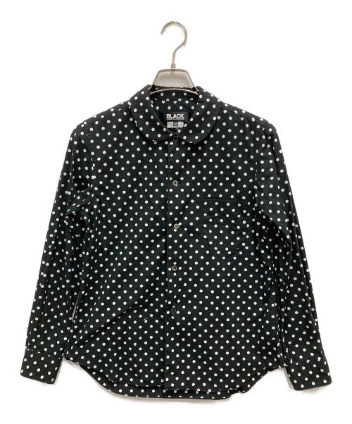 BLACK COMME des GARCONS（ブラックコムデギャルソン）BLACK COMME des GARCONS (ブラック コムデギャルソン) ラウンドカラーポルカドットシャツ ブラック×ホワイト サイズ:Mの古着・服飾アイテム