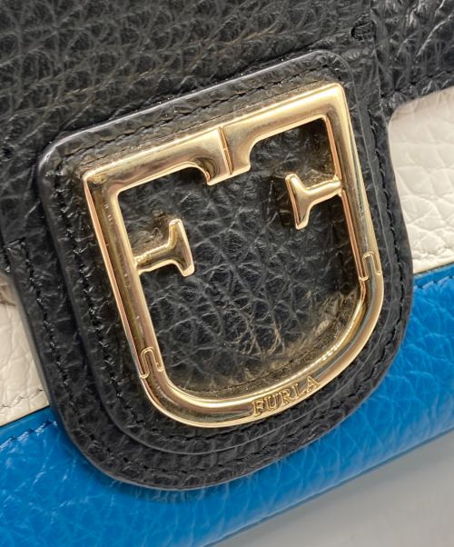 FURLA（フルラ）FURLA (フルラ) 2WAYショルダーバッグ ブルー×ブラックの古着・服飾アイテム