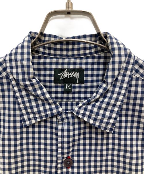 stussy（ステューシー）stussy (ステューシー) Gingham Check S/S Shirt/ギンガムチェックS/Sシャツ ブルー×ホワイト サイズ:Mの古着・服飾アイテム