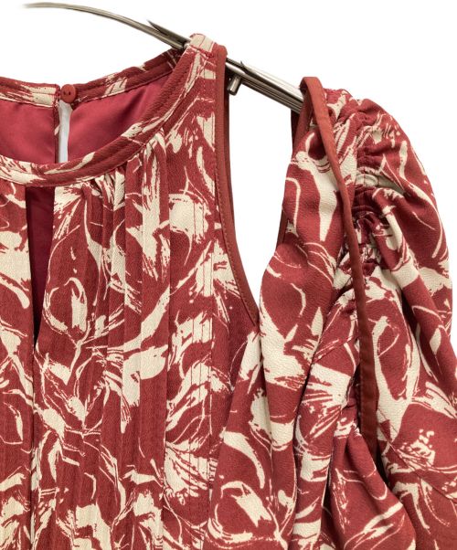 Snidel（スナイデル）Snidel (スナイデル) 2wayスリーブプリントワンピース レッド サイズ:Sの古着・服飾アイテム