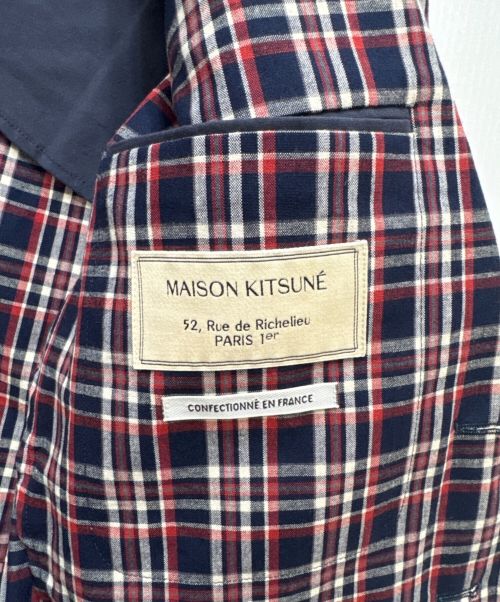 maison kitsune（メゾンキツネ）MAISON KITSUNE (メゾンキツネ) 金釦チェックテーラードジャケット サイズ:T46の古着・服飾アイテム