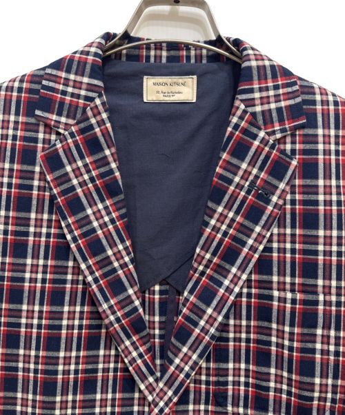 maison kitsune（メゾンキツネ）MAISON KITSUNE (メゾンキツネ) 金釦チェックテーラードジャケット サイズ:T46の古着・服飾アイテム