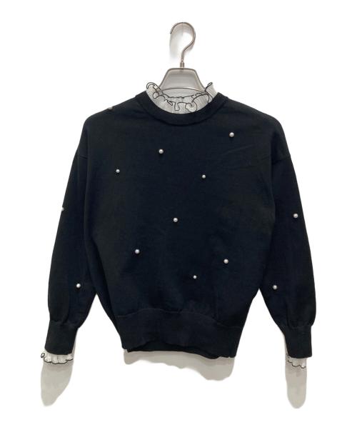 Apuweiser-riche（アプワイザーリッシェ）Apuweiser-riche (アプワイザーリッシェ) プリーツメローパールニット ブラック サイズ:２の古着・服飾アイテム