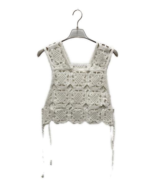 BALLSEY（ボールジィ）BALLSEY (ボールジィ) スクエアモチーフエンブロイダリー ビスチェ ホワイト サイズ:36の古着・服飾アイテム