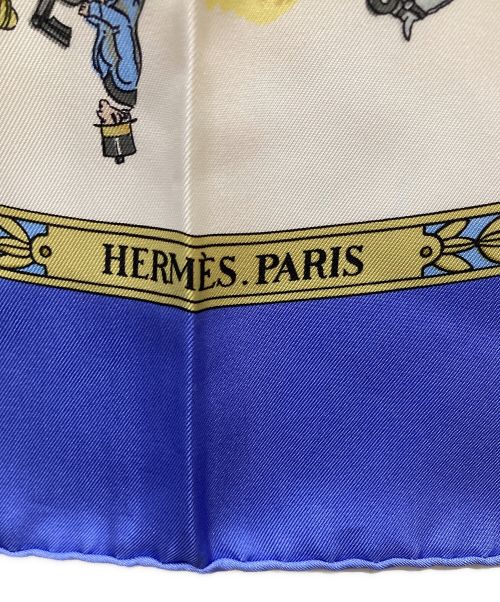 HERMES（エルメス）HERMES (エルメス) カレ90 ブルー×ベージュの古着・服飾アイテム