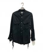 BED J.W. FORDベッドフォード）の古着「フリンジデザインシルク混ブラウス」｜ブラック
