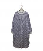 ESLOWエスロー）の古着「クルーネックシャツワンピース」｜ホワイト×ブルー
