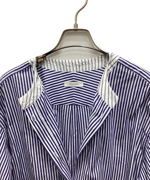 ESLOW（エスロー）ESLOW (エスロー) クルーネックシャツワンピース ホワイト×ブルー サイズ:Mの古着・服飾アイテム