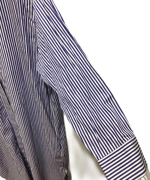 ESLOW（エスロー）ESLOW (エスロー) クルーネックシャツワンピース ホワイト×ブルー サイズ:Mの古着・服飾アイテム