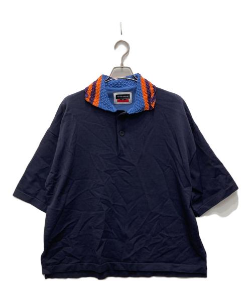MAISON SPECIAL（メゾンスペシャル）MAISON SPECIAL (メゾンスペシャル) クロシェカラープレーティングニットポロシャツ ネイビー サイズ:01の古着・服飾アイテム