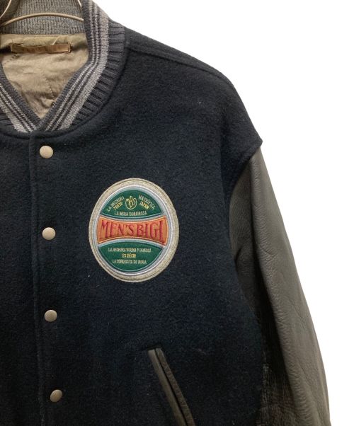 MEN'S BIGI（メンズビギ）MEN'S BIGI (メンズビギ) ヴィンテージレザースリーブスタジャン ブラック サイズ:Lの古着・服飾アイテム