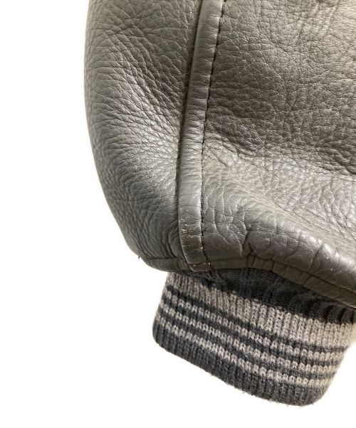 MEN'S BIGI（メンズビギ）MEN'S BIGI (メンズビギ) ヴィンテージレザースリーブスタジャン ブラック サイズ:Lの古着・服飾アイテム